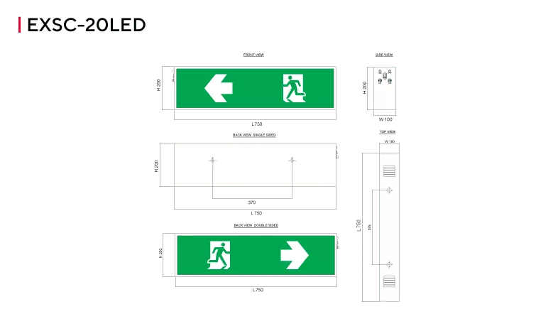 ป้ายไฟทางออกฉุกเฉิน ป้ายทางหนีไฟ LED รุ่น EXSC