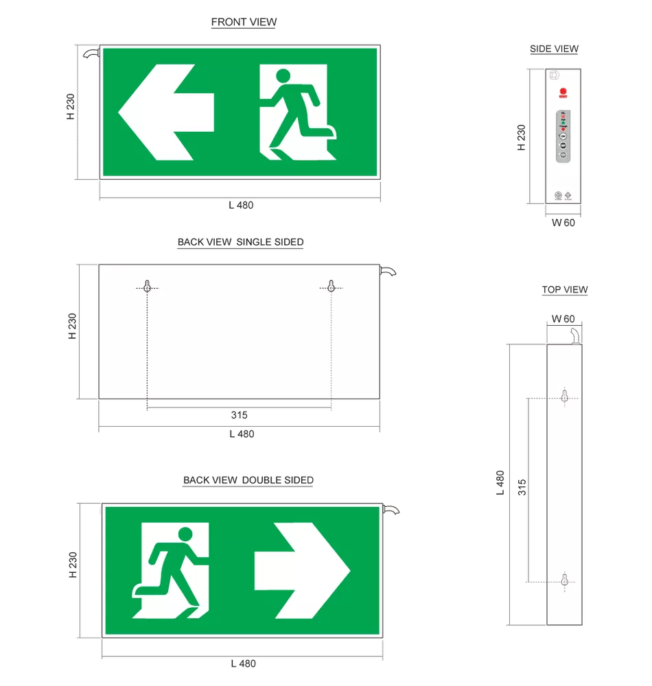 ขนาดความกว้างxยาว ป้ายทางออกฉุกเฉิน ป้ายทางหนีไฟ
